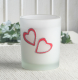 Dekokerze im Glas "Funkelnde Herzen", ca. 9 x 7,5 cm Ø