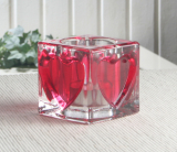 Glas-Teelichthalter, Würfel "Herz", ca. 7 x 7 cm