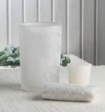 Windlicht-Set "Ornament" (Glas, Dekosand, Kerze), ca. 12 x 7,5 cm Ø