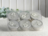 6er-Pack Teelichte "Herz" weiss/silber