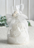 Dekokerze "Hochzeitstorte", weiß/glänzend