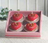 4er-Pack Teelichte "Heart-Love-Ring", rot/gold