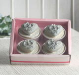 4er-Pack Teelichte "Heart-Love-Ring", grau/silber