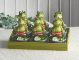 6er-Pack Dekokerze / Teelicht "Frosch"