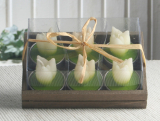 6er-Pack Dekokerze / Teelicht "Tulpe", WEISS