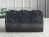 6er-Pack Dekokerze / Teelicht "Glitter Rose", SCHWARZ/Glitzer