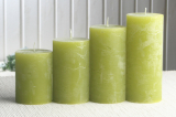 Rustik-Stumpenkerzen-Adventsset, mittel, 6 cm Ø, pistaziengrün