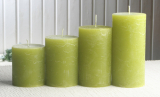 Rustik-Stumpenkerzen-Adventsset, groß, 7 cm Ø, pistaziengrün