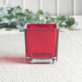 Eckiges Teelichtglas, Rot (klar)