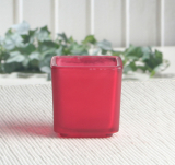 1-B-Ware!!! Eckiges Teelichtglas, Rot (gefrostet)