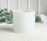 Dickwandiges Teelichtglas, weiß gefrostet