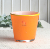 Glas-Windlicht, orange-gelb