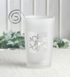 Teelichtglas mit Halter "Kristall", satiniert, silber/Glitzer