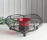 Gitterherz mit Teelichtglas, antikrost/rot