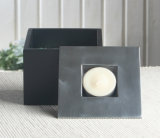 Eckiger Teelichthalter "Cube", schwarz/silber