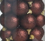 Glitterkugel Kunststoff, 8er-Dose, ca. 6,5-7 cm Ø, braun