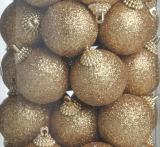 Glitterkugel Kunststoff, 14er-Dose, mittel ca. 5,5-6 cm Ø, gelbgold (grünlich)