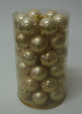 Posten 707: 1-B-Ware, Glaskugeln, 36er-Dose, ca. 3,6 cm Ø, champagner