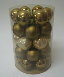 Posten 714: 1-B-Ware, Glaskugeln, 30er-Dose, ca. 6 cm Ø, autumn green-creme