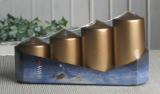 EWA-Stumpenkerzen-Advents-Set, 4er Packung, GOLD-METALLIC