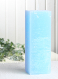 Sparpack: 12x Rustik-Stumpenkerze, viereckig, 15 x 5 x 5 cm Ø, hellblau