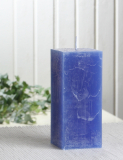 Sparpack: 12x Rustik-Stumpenkerze, viereckig, 12 x 5 x 5 cm Ø, blau