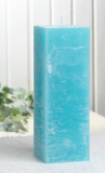 Sparpack: 12x Rustik-Stumpenkerze, viereckig, 15 x 5 x 5 cm, aqua-türkis