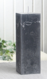 Sparpack: 12x Rustik-Stumpenkerze, viereckig, 15x5x5 cm, anthrazit-schwarz