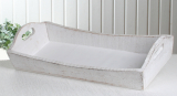 Holztablett, taillierte Form, mittel, white-washed, ca. 38x18x9 cm