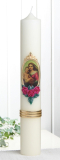 Marienkerze "Madonna 3 Rosen", 40 x 6 cm, Rundbild