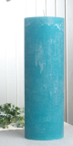 Rustik-Stumpenkerze, 30 x 10 cm Ø, aqua-türkis