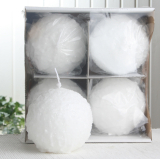 4er-Set Kugelkerze "Schneeball", ca. 10 cm Ø, weiß mit Glitter