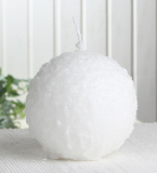 4er-Set Kugelkerze "Schneeball", ca. 10 cm Ø, weiß mit Glitter