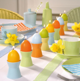 6x Eikerzen, klein, ca. 6 x 4,5 cm, rot