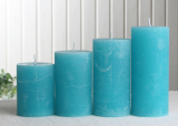 Rustik-Stumpenkerzen-Adventsset, mittel, 6 cm Ø, aqua-türkis