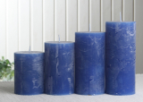 Rustik-Stumpenkerzen-Adventsset, mittel, 6 cm Ø, blau