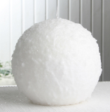 XL-Kugelkerze "Schneeball", ca. 15 cm Ø, weiß mit Glitter