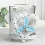 Teelichtglas "Jingle Bells", ca. 8 x 7 cm Ø, Herz, weiß