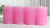 SET: 4x Rustik-Stumpenkerze, 8 x 5 cm Ø, rosa