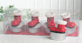 4er-Pack Dekokerze / Teelicht "Roter Stiefel Classic"