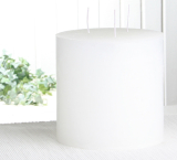 1-B-Ware!!! Rustik-Dreidochtkerze, 15 x 15 cm Ø, weiß