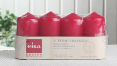 Eika-Stumpenkerzen 4er-Pack, 8 x 4 cm Ø, Rot