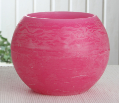 Wachswindlicht, rund, ca. 15 cm Ø, pink