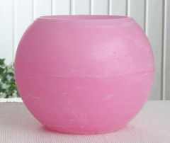 Wachswindlicht, rund, ca. 20 cm Ø, rosa