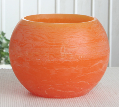 Wachswindlicht, rund, ca. 15 cm Ø, mandarin-orange