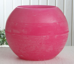 Wachswindlicht, rund, ca. 20 cm Ø, pink