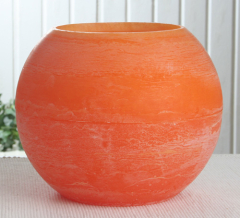 Wachswindlicht, rund, ca. 20 cm Ø, mandarin-orange