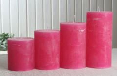 Rustik-Stumpenkerzen-Adventsset, groß, 7 cm Ø, pink