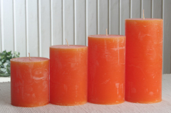 Rustik-Stumpenkerzen-Adventsset, groß, 7 cm Ø, mandarin-orange