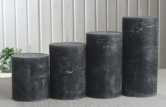 Rustik-Stumpenkerzen-Adventsset, groß, 7 cm Ø, anthrazit-schwarz